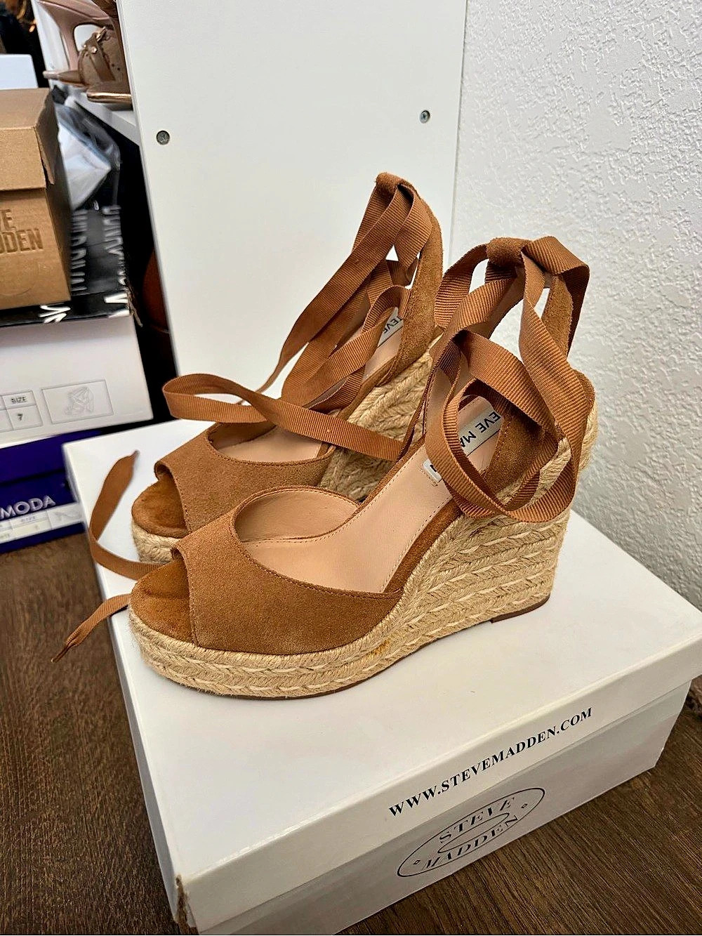 Steve Madden Secret Espadrille Wedge Sandals in Brown Size 6.5